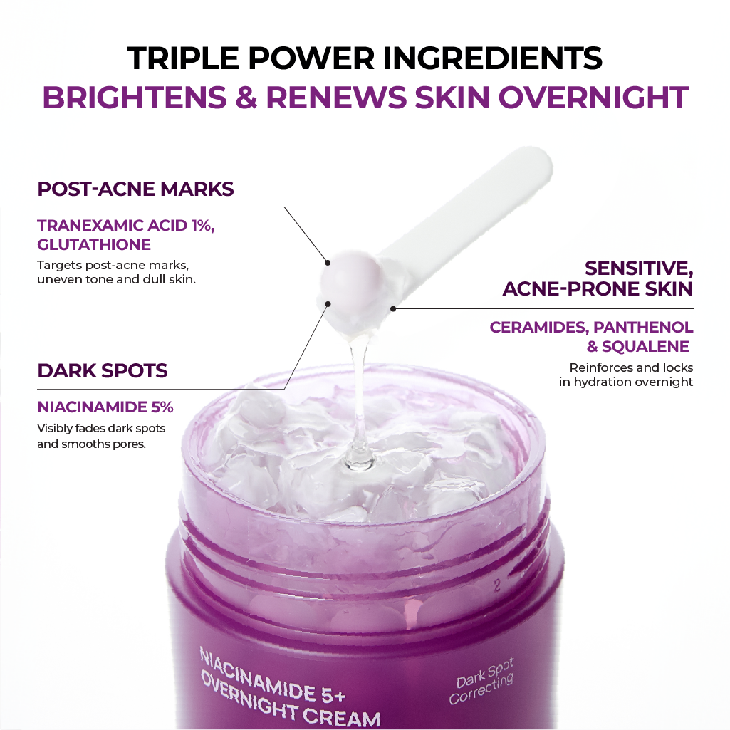 JUMISO NIACINAMIDE 5+ OVERNIGHT CREAM (DARK SPOT CORRECTING - REDUCES DARK SPOTS AND HYPERPIGMENTATION) - 50ML