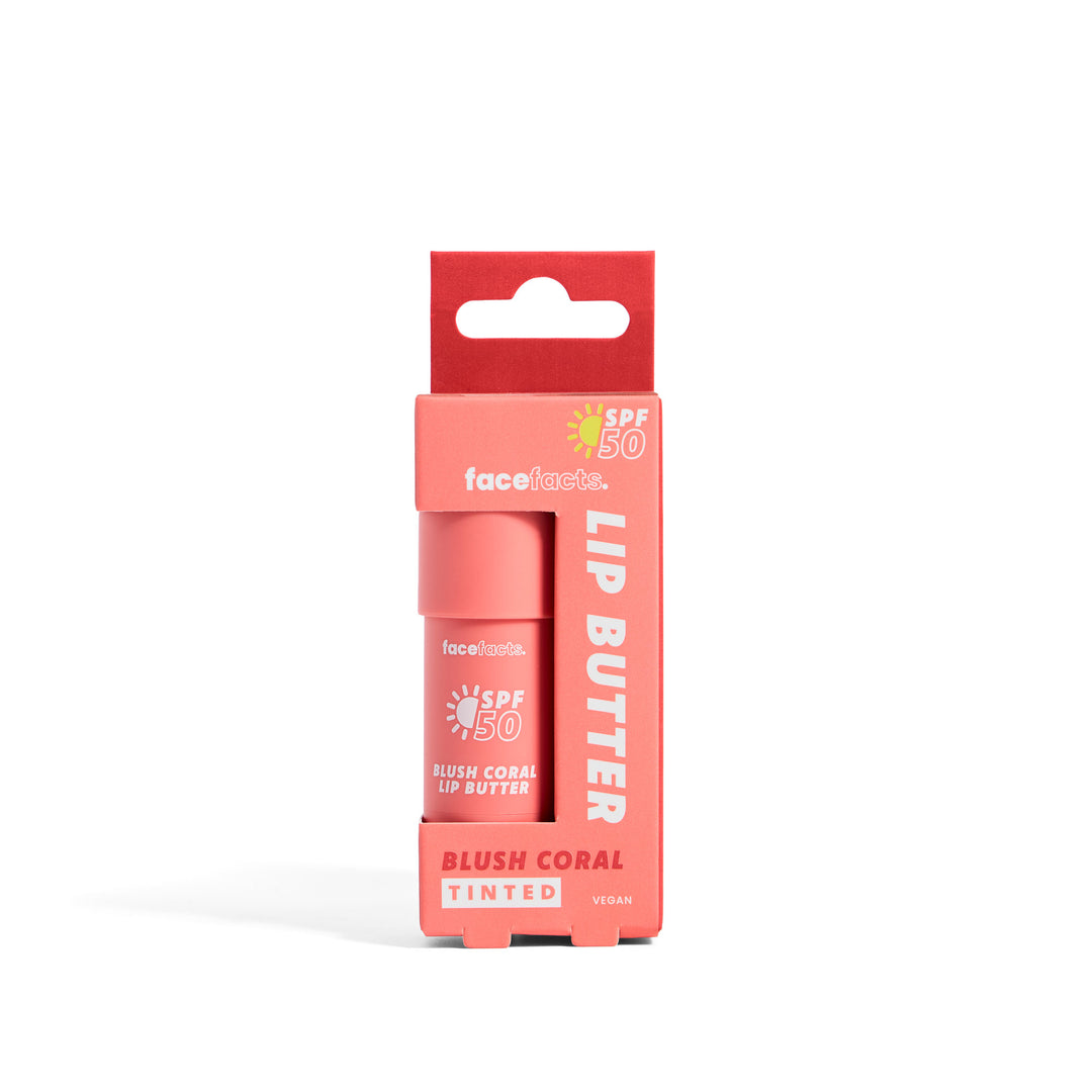 FACE FACTS SPF 50 TINTED LIP BUTTER - BLUSH CORAL (MACADAMIA + SHEA BUTTER - VEGAN)