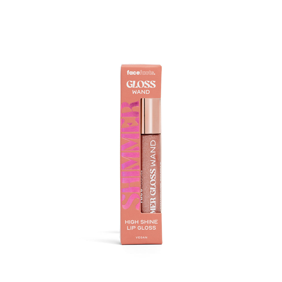 FACE FACTS SHIMMER GLOSS WAND - CHAMPAGNE SPARKLE (HYALURONIC ACID + MEADOWFOAM OIL - VEGAN) - 10ML