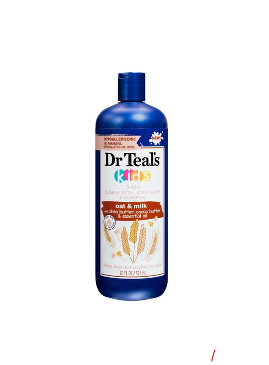 DR TEAL'S KIDS WITH OAT MILK 3-IN-1 BODY WASH, BUBBLE BATH & SHAMPOO