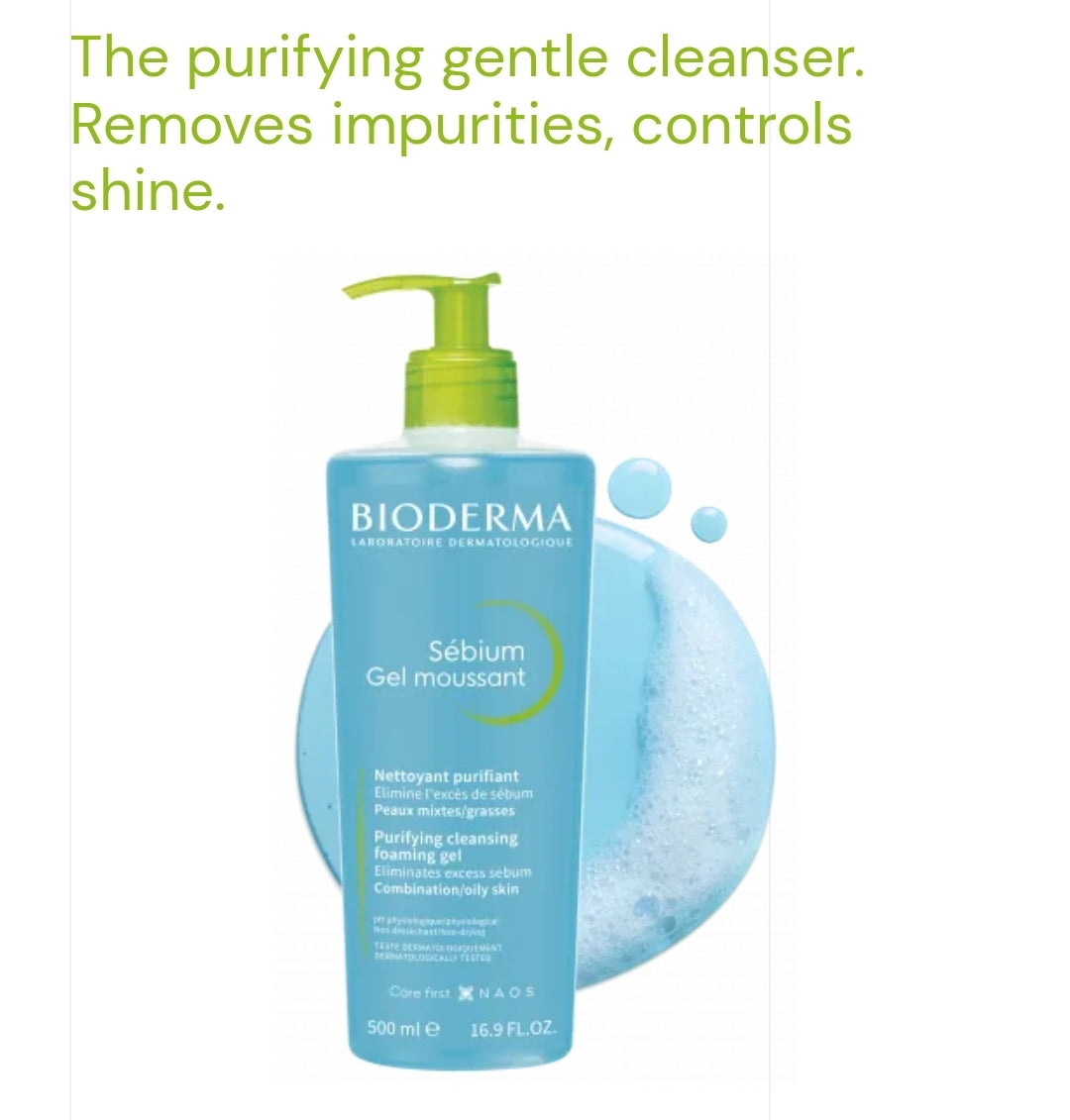 BIODERMA FOAMING FACIAL GEL CLEANSER- SÉBIUM GEL MOUSSANT 500ML