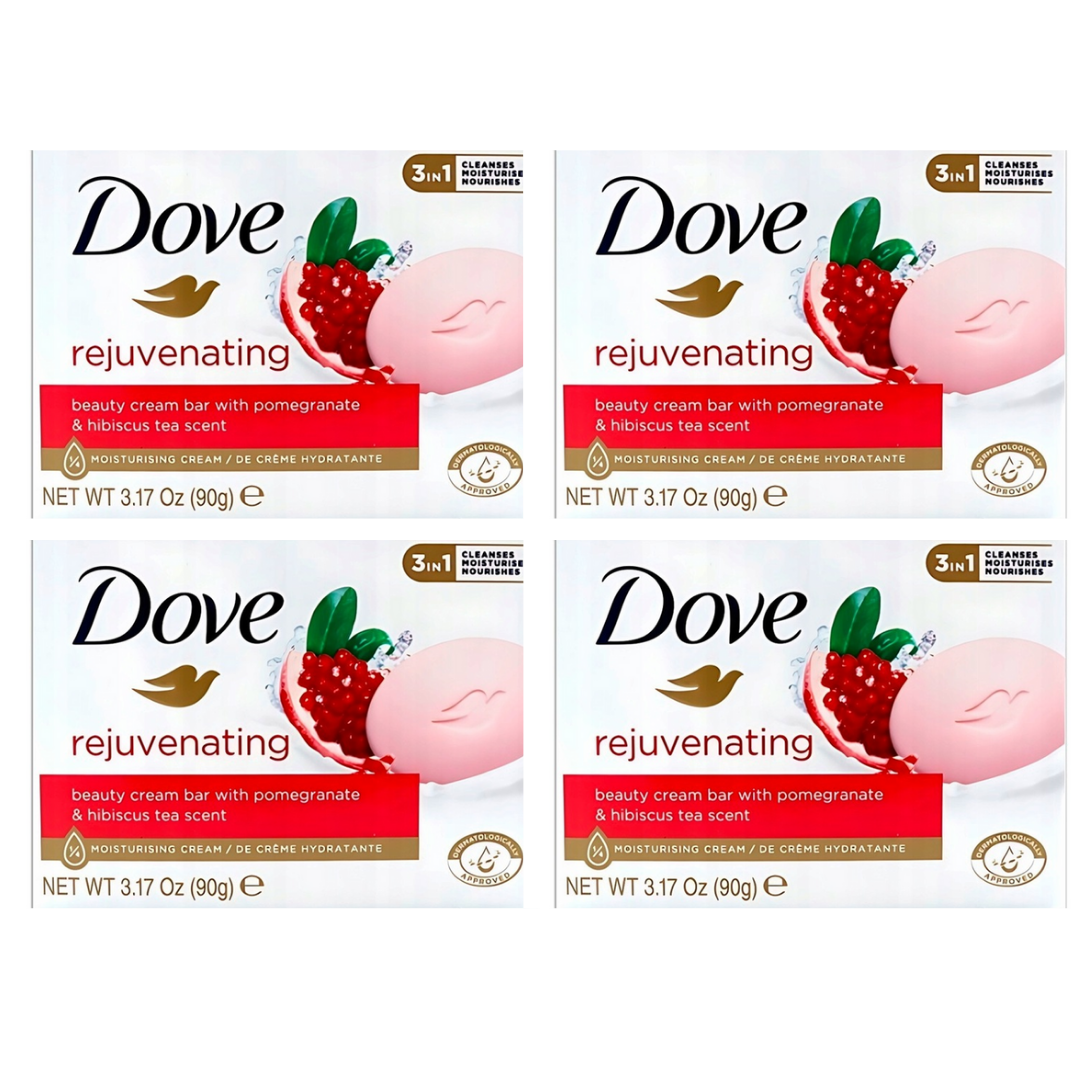DOVE REJUVENATING CREAM BODY BAR (PACK OF 4)- WITH POMEGRANATE & HIBISCUS TEA SCENT