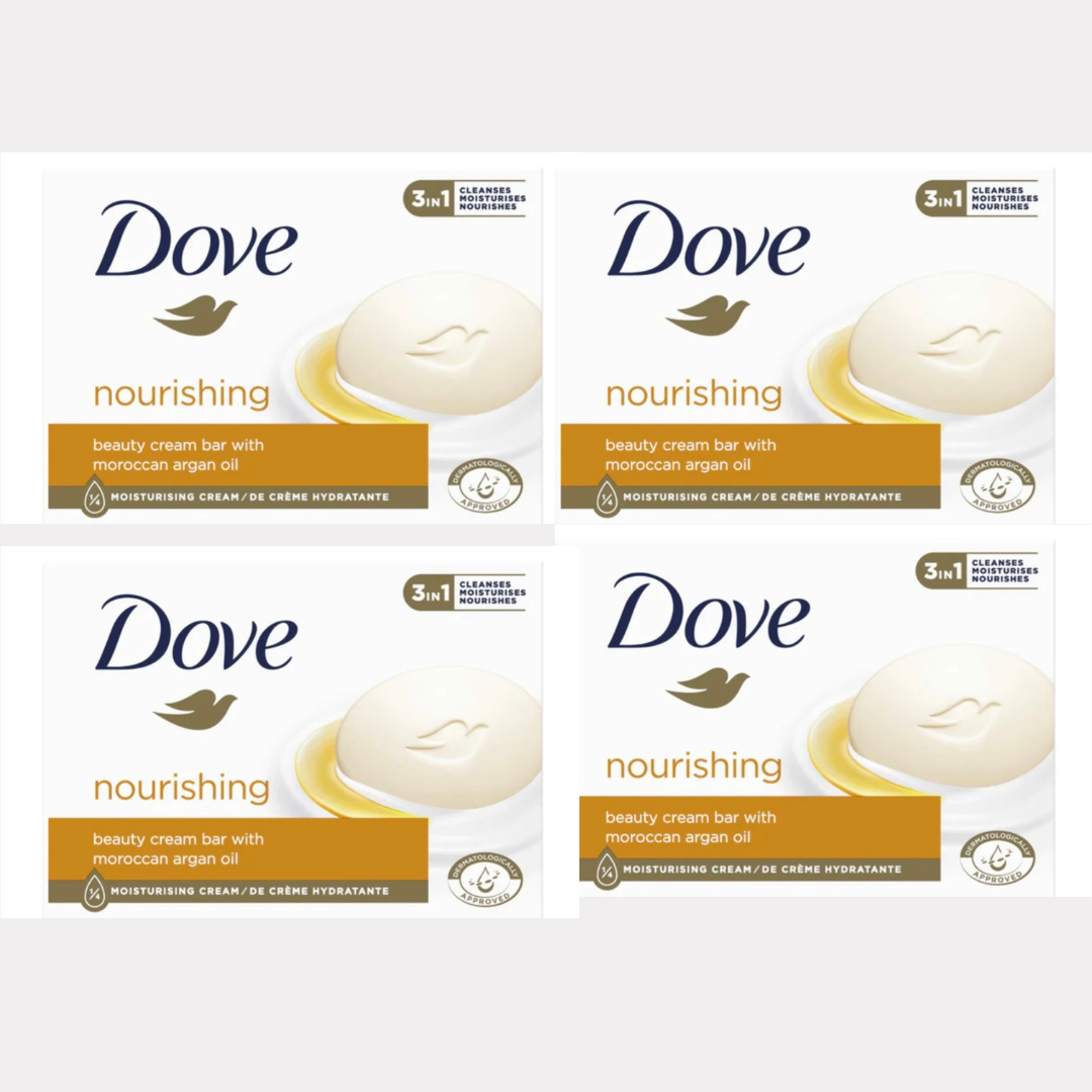 DOVE NOURISHING CREAM BODY BAR (PACK OF 4)- WITH MOROCCAN ARGAN OIL