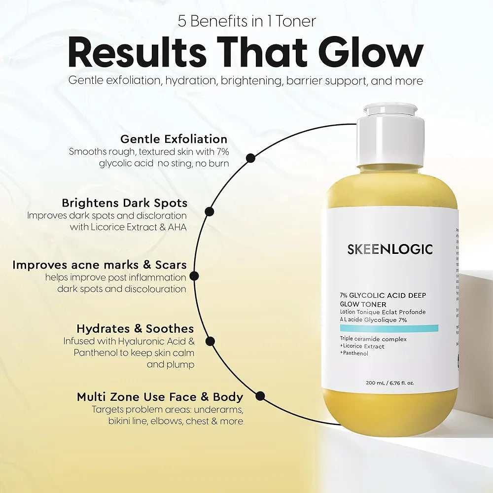 SKEENLOGIC 7% GLYCOLIC ACID DEEP GLOW TONER - 200ML
