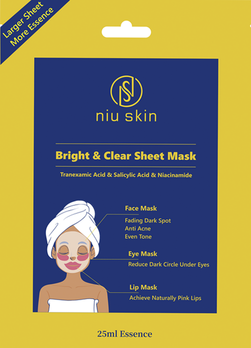 NIU SKIN FACIAL SHEET MASK 3 IN 1 (Face, Eyes, Lips)