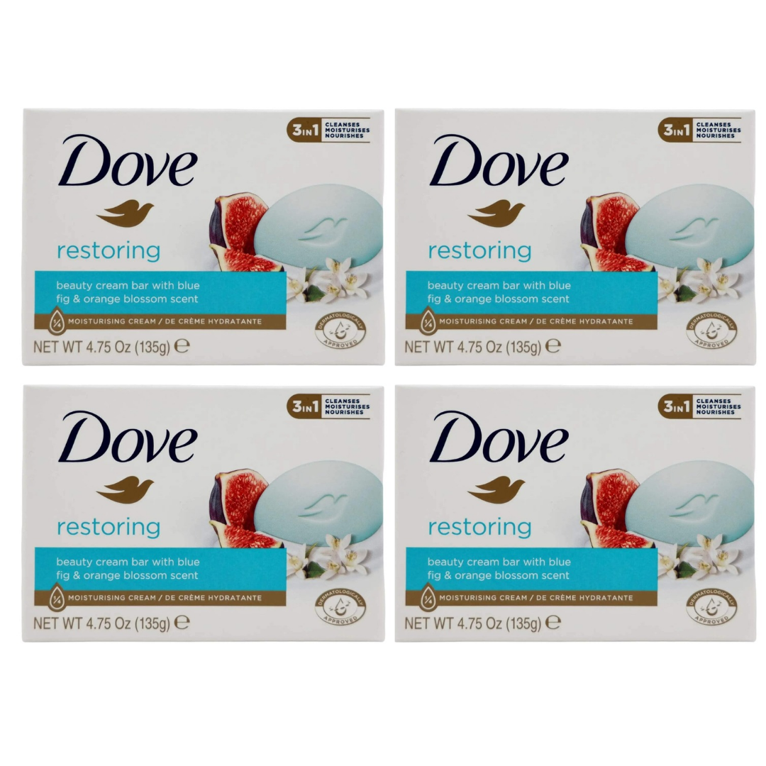 DOVE RESTORING CREAM BODY BAR (PACK OF 4)- WITH BLUE FIG & ORANGE BLOSSOM SCENT