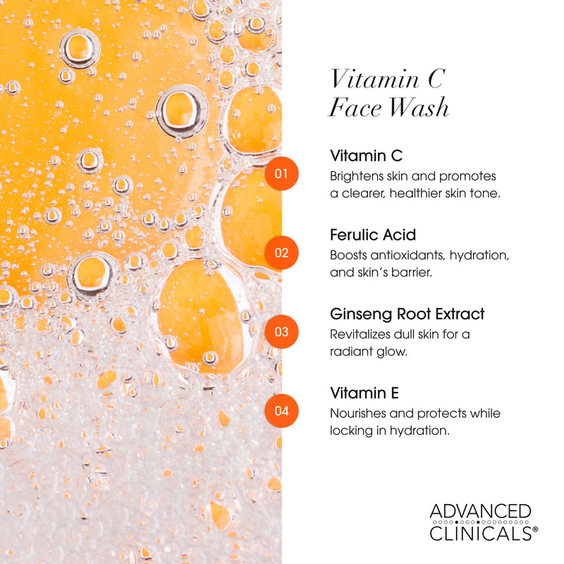 ADVANCED CLINICALS BRIGHTENING VITAMIN C CLEANSER (REFRESHING GEL FACE WASH) - 347ML