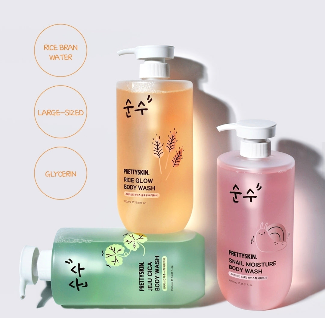 PRETTYSKIN RICE GLOW BODY WASH - 1000ML