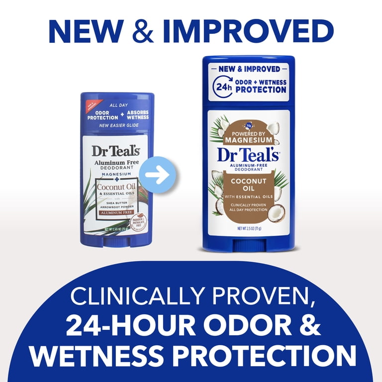 DR TEAL'S ALUMINUM-FREE DEODORANT COCONUT OIL (POWERED BY MAGNESIUM & ESSENTIAL OILS) - 71G
