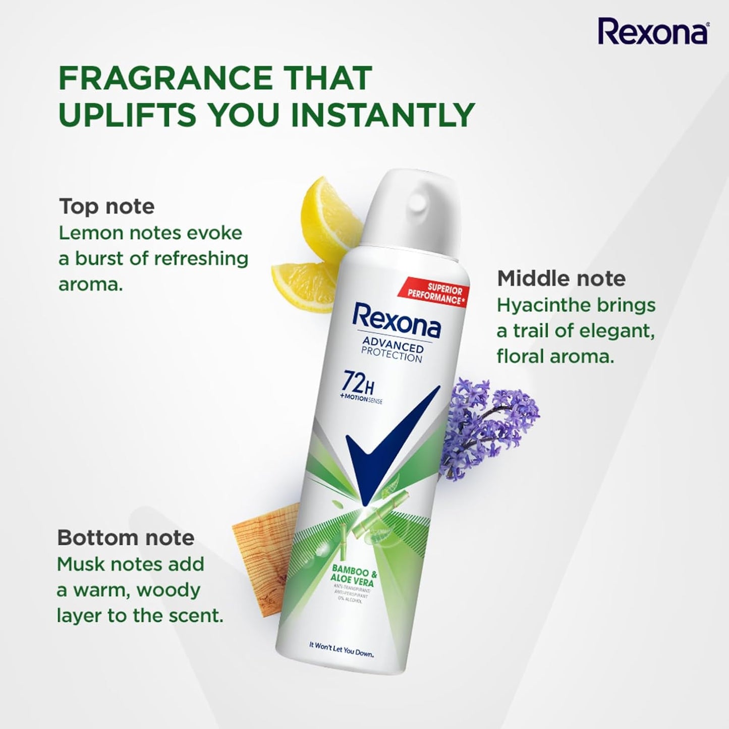 REXONA 72H ADVANCED PROTECTION BAMBOO & ALOE VERA DEODORANT SPRAY- 200ML
