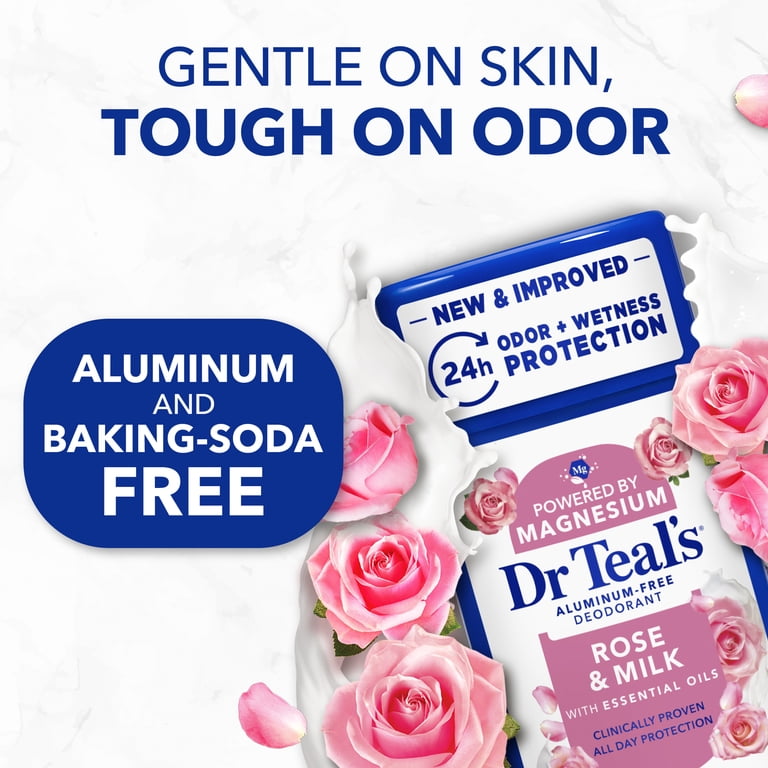DR TEAL'S ALUMINUM-FREE DEODORANT ROSE & MILK (POWERED BY MAGNESIUM & ESSENTIAL OILS) - 71G