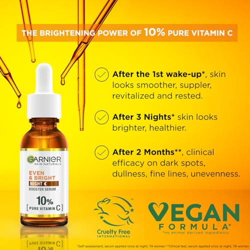GARNIER EVEN & BRIGHT 10% PURE VITAMIN C NIGHT BOOSTER SERUM 30ML