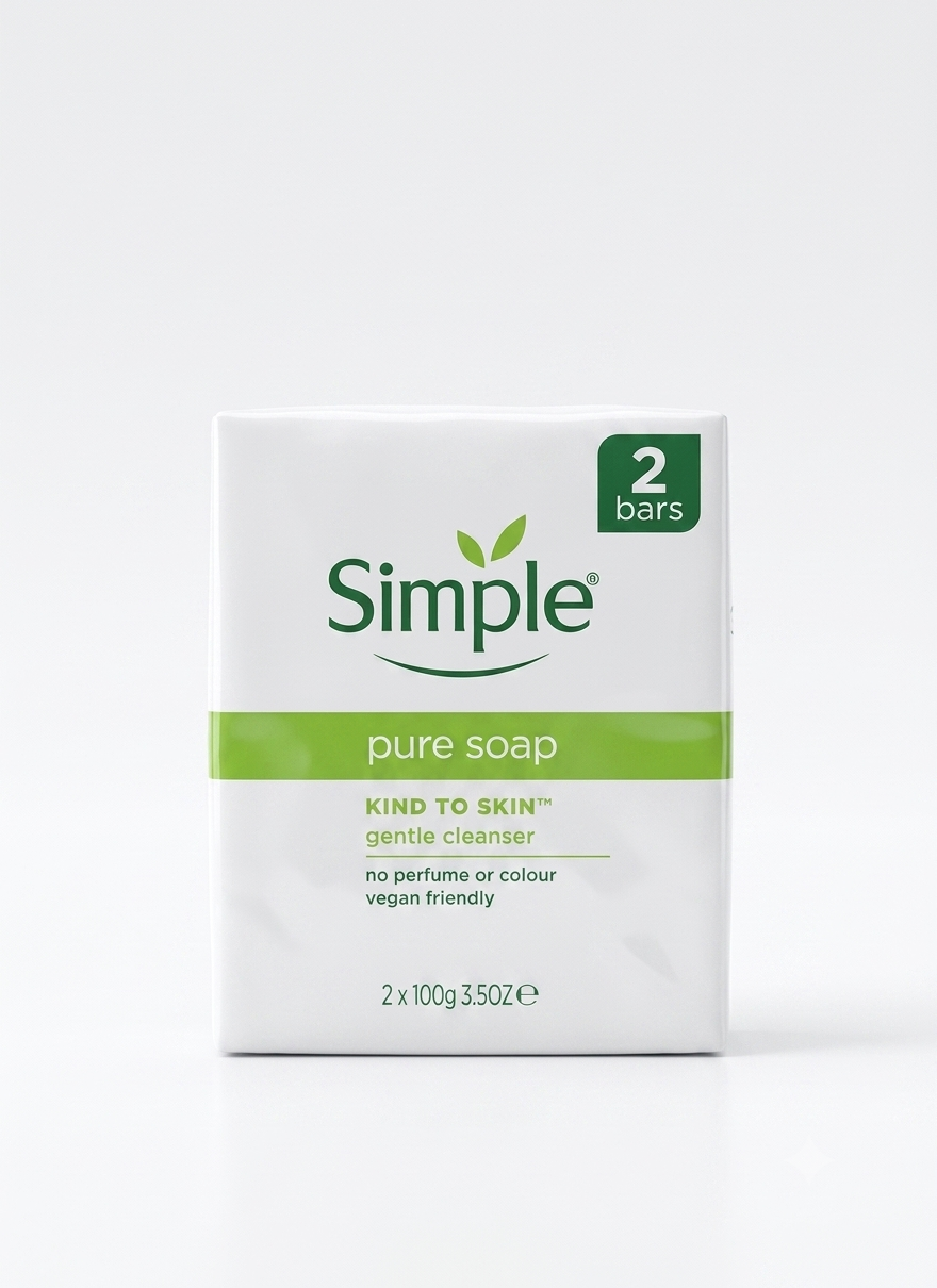 SIMPLE KIND TO SKIN PURE SOAP GENTLE CLEANSER - 2 x 100g