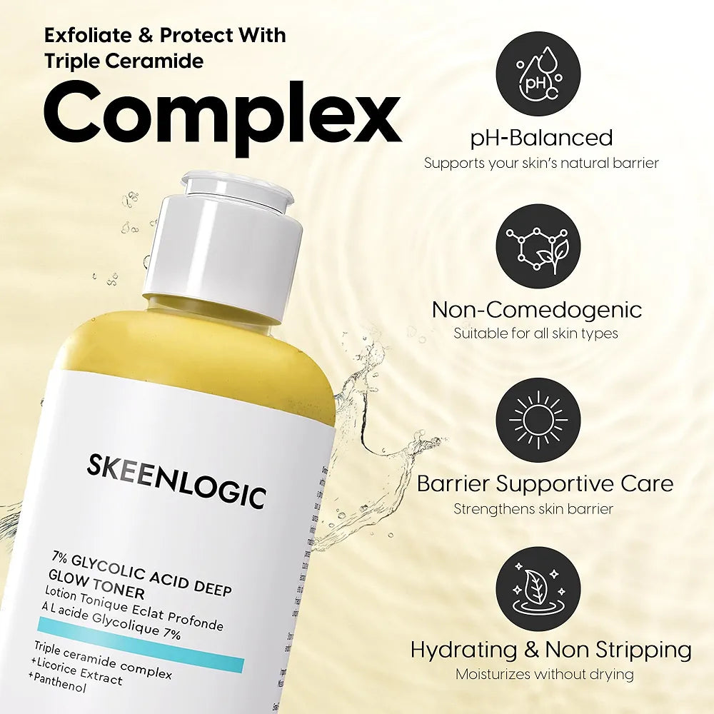 SKEENLOGIC 7% GLYCOLIC ACID DEEP GLOW TONER - 200ML