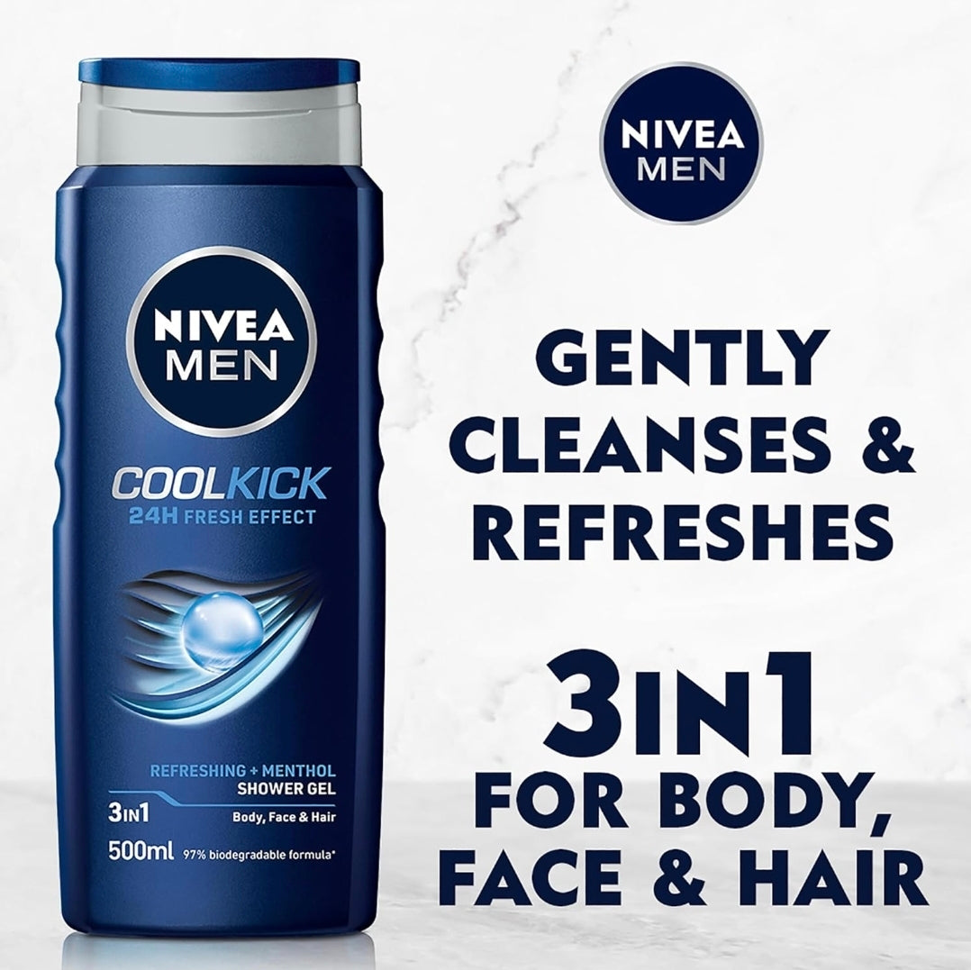 NIVEA MEN COOL KICK SHOWER GEL- 500ML