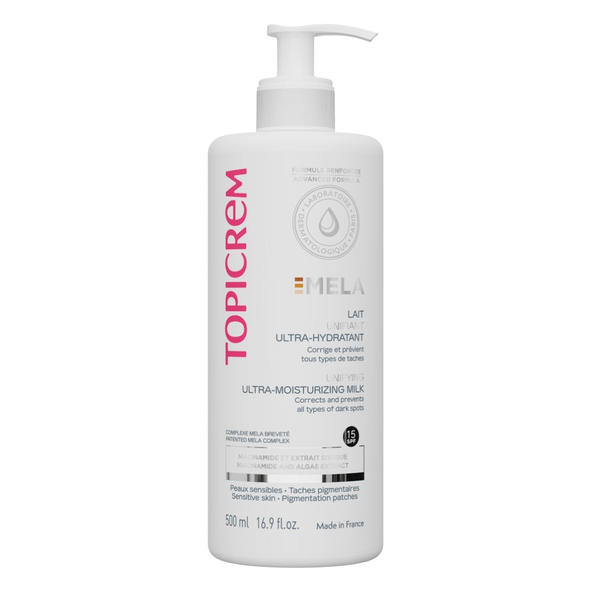 TOPICREM MELA
UNIFYING ULTRA-MOISTURIZING MILK - 500ML