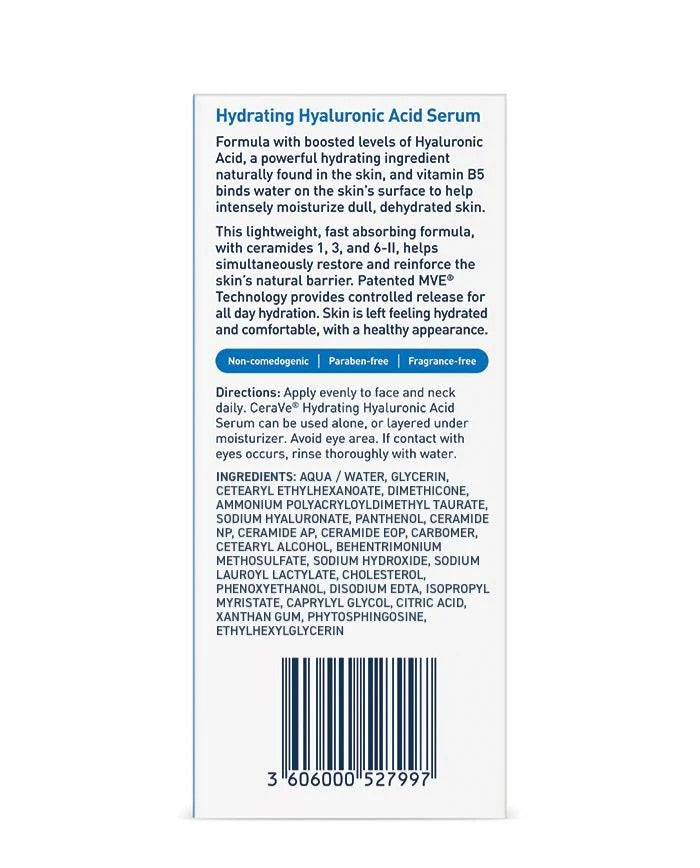 CERAVE HYDRATING HYALURONIC ACID SERUM