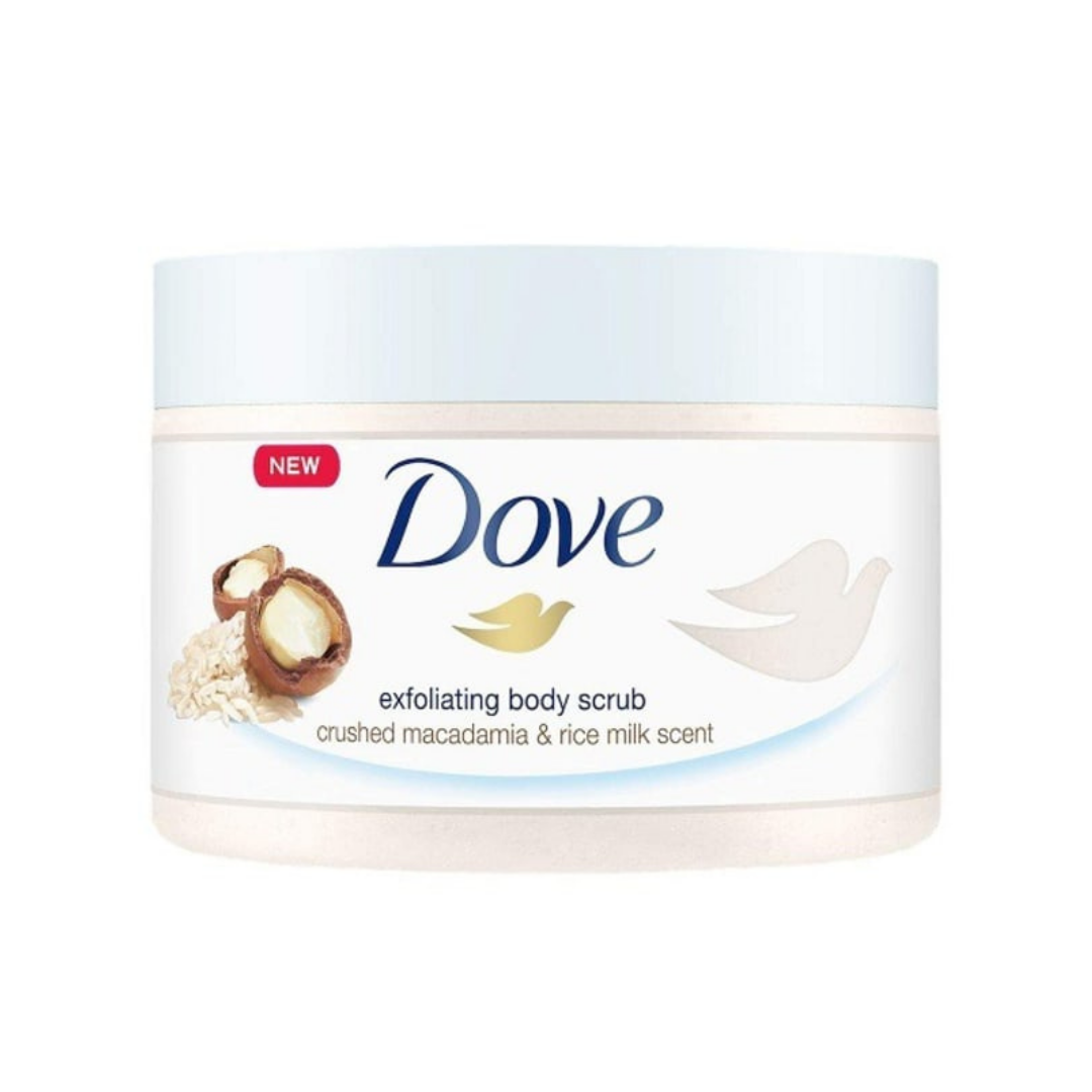 DOVE CRUSHED MACADAMIA & RICE MILK EXFOLIATING BODY SCRUB