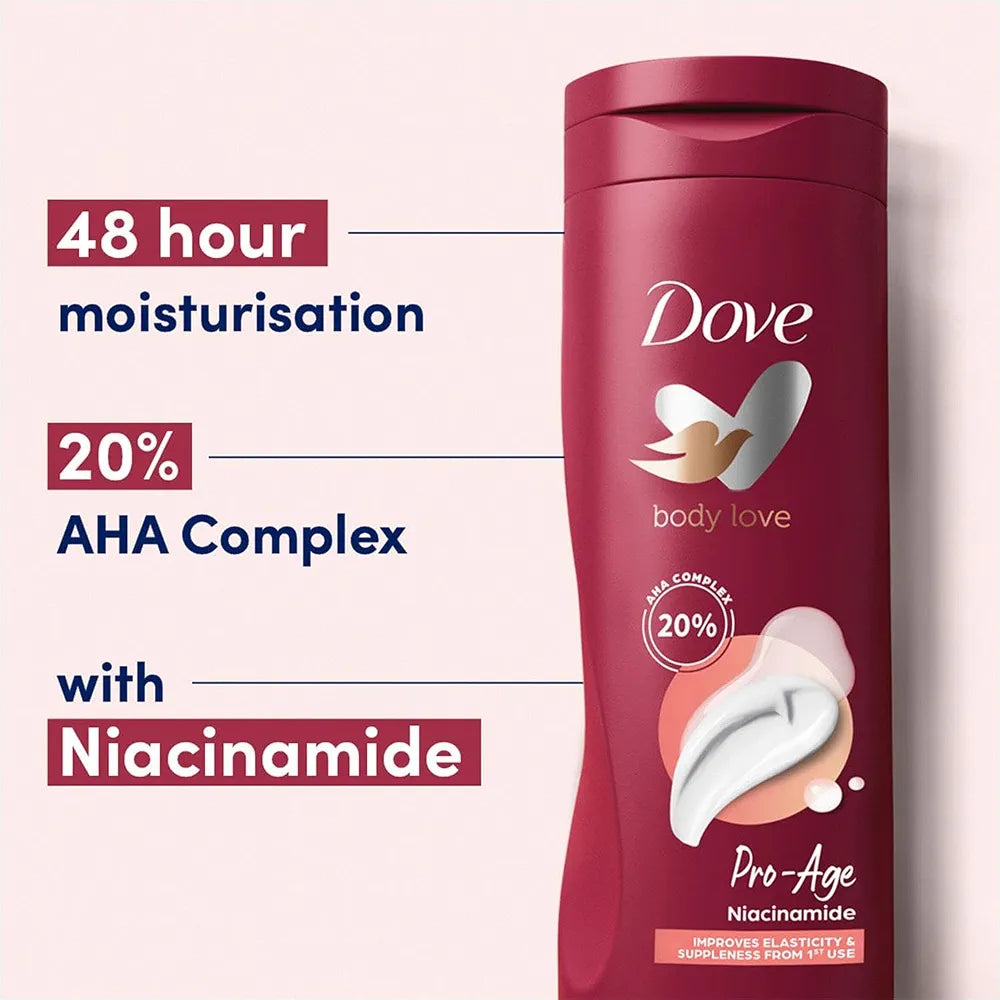 DOVE BODY PRO-AGE NIACINAMIDE BODY LOTION (20% AHA COMPLEX - IMPROVES ELASTICITY & SUPPLENESS) - 400ML