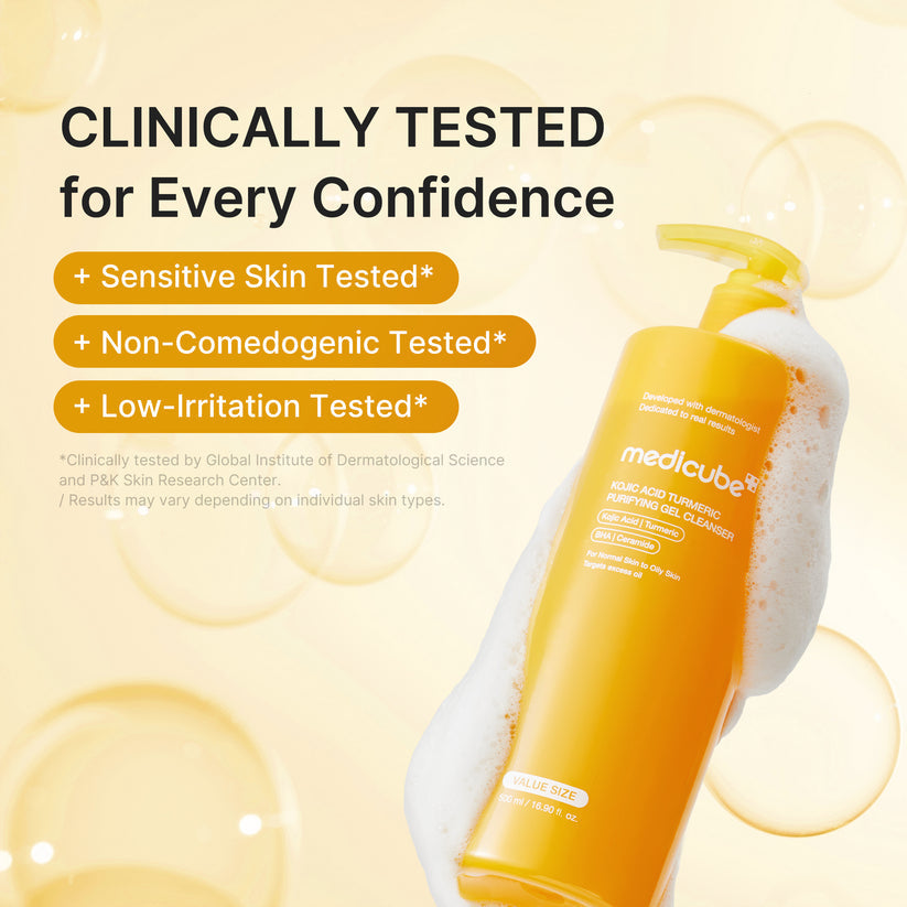 MEDICUBE KOJIC ACID TURMERIC PURIFYING GEL CLEANSER (FOR NORMAL SKIN TO OILY SKIN - TARGETS EXCESS OIL) - 500ML