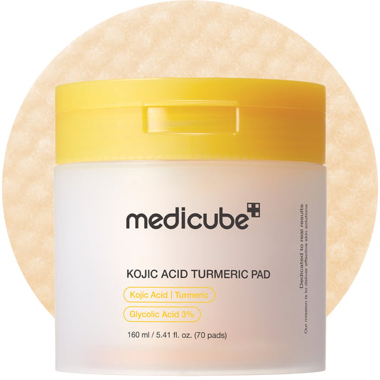 MEDICUBE KOJIC ACID TURMERIC PAD (KOJIC ACID | TURMERIC | GLYCOLIC ACID 2%) - 160ML (70 PADS)