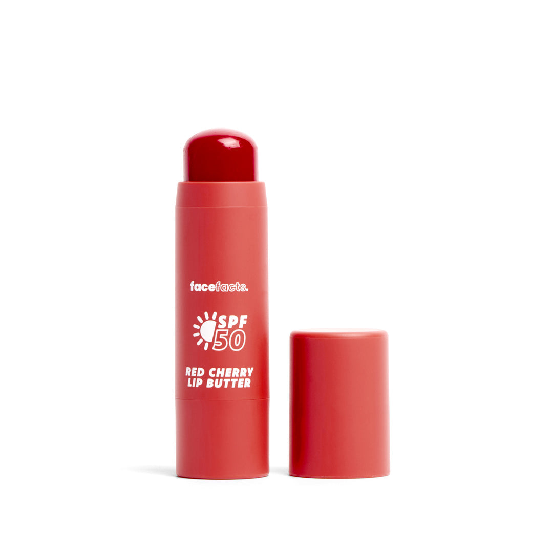 FACE FACTS SPF 50 TINTED LIP BUTTER - RED CHERRY (MACADAMIA + SHEA BUTTER - VEGAN)