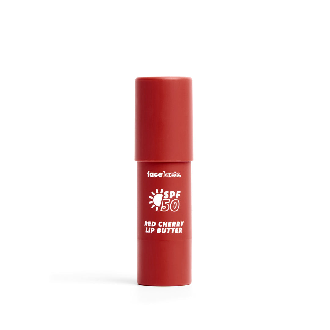 FACE FACTS SPF 50 TINTED LIP BUTTER - RED CHERRY (MACADAMIA + SHEA BUTTER - VEGAN)