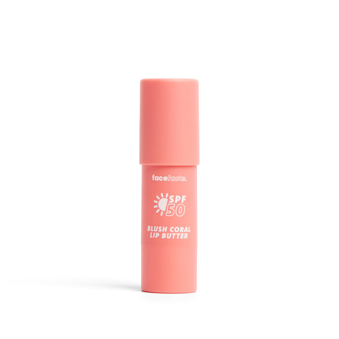 FACE FACTS SPF 50 TINTED LIP BUTTER - BLUSH CORAL (MACADAMIA + SHEA BUTTER - VEGAN)