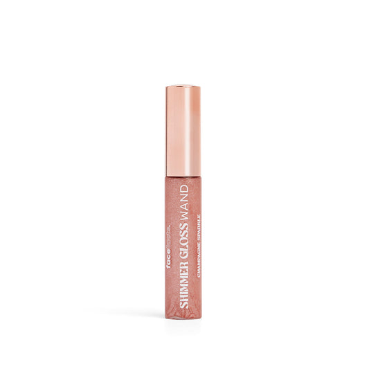 FACE FACTS SHIMMER GLOSS WAND - CHAMPAGNE SPARKLE (HYALURONIC ACID + MEADOWFOAM OIL - VEGAN) - 10ML