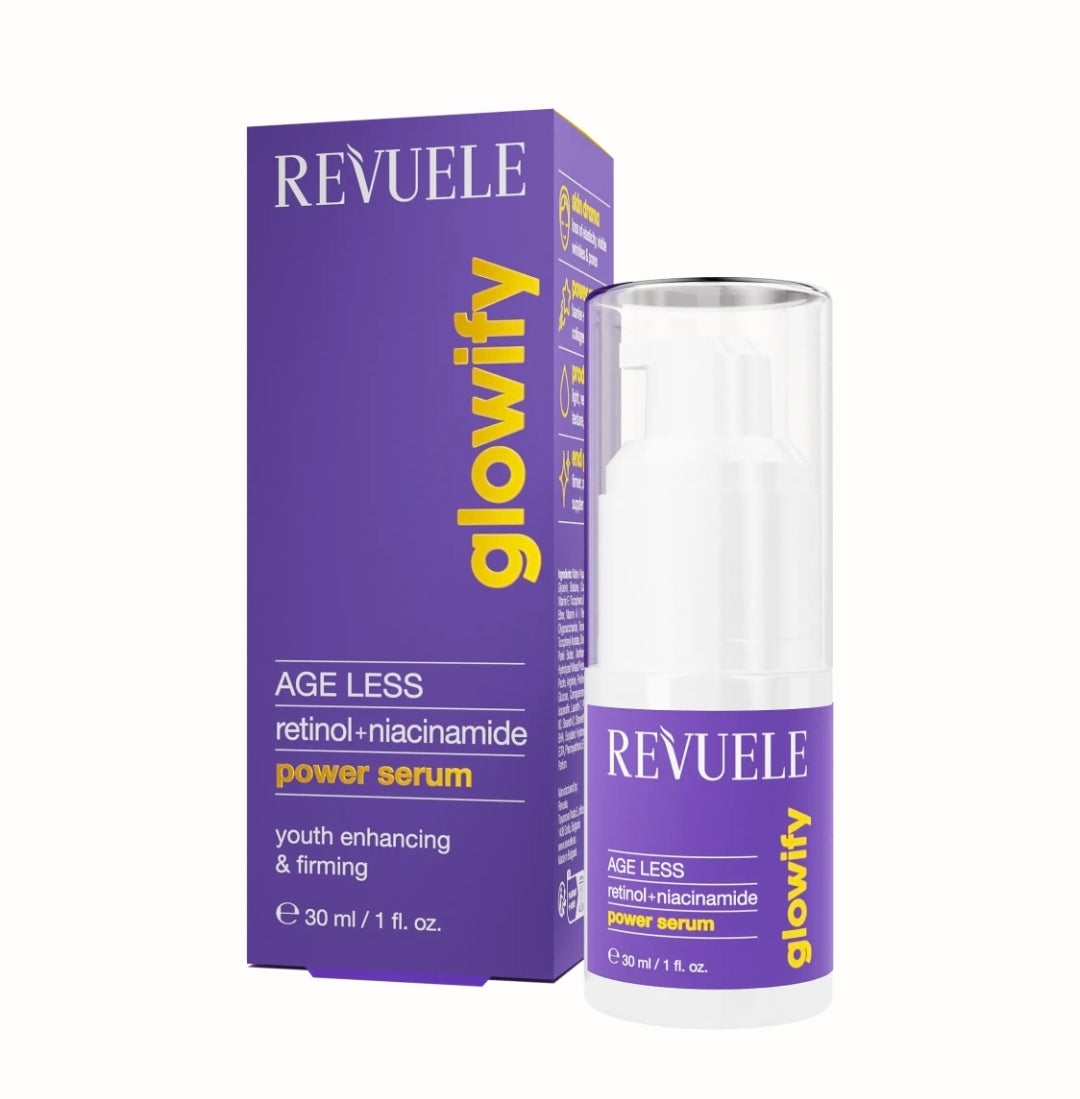REVUELE GLOWIFY AGE LESS POWER SERUM (RETINOL + NIACINAMIDE - YOUTH ENHANCING & FIRMING) - 30ML