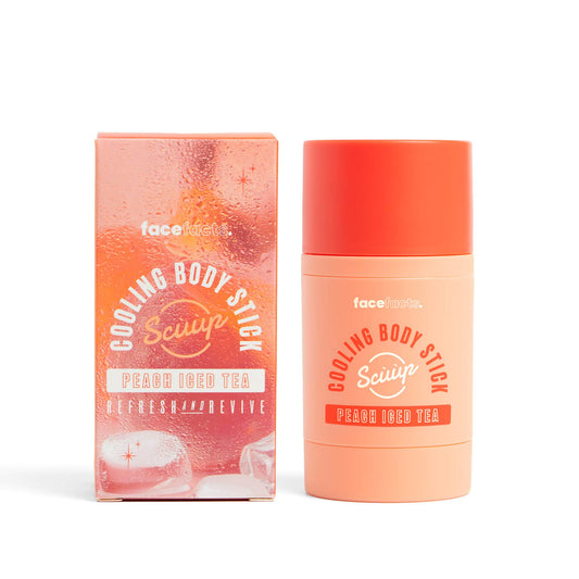 FACE FACTS SCÚÙP PEACH ICED TEA COOLING BODY STICK (ALOE EXTRACT + BLACKCURRANT OIL + ALLANTOIN + WALNUT, GREEN TEA & SUNFLOWER OILS - VEGAN) - 50G