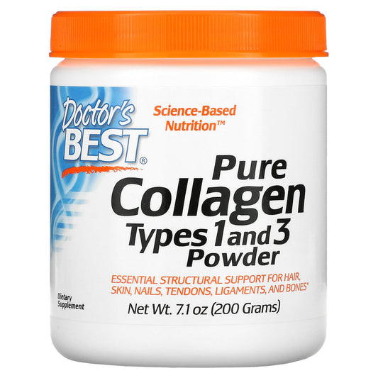 DOCTOR'S BEST PURE COLLAGEN TYPES 1 AND 3 POWDER, 7.1 OZ (200 G)