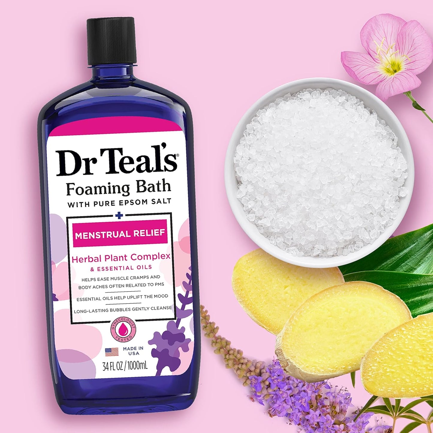 DR TEAL'S MENSTRUAL RELIEF FOAMING BATH- 1000ML