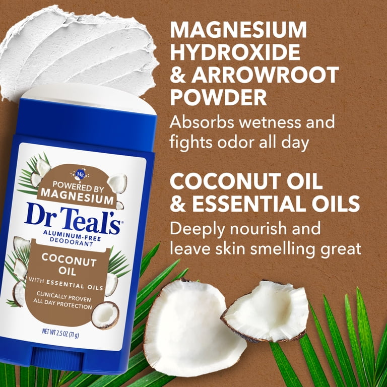 DR TEAL'S ALUMINUM-FREE DEODORANT COCONUT OIL (POWERED BY MAGNESIUM & ESSENTIAL OILS) - 71G