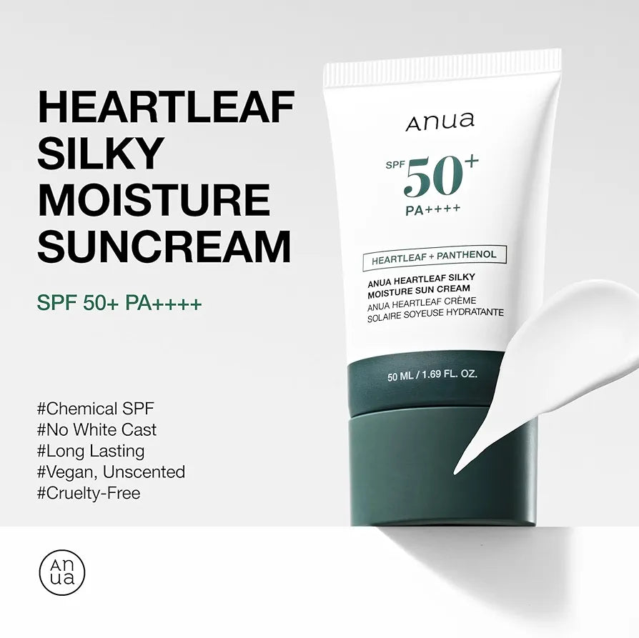 ANUA HEARTLEAF SILKY MOISTURE SUN CREAM SPF50+