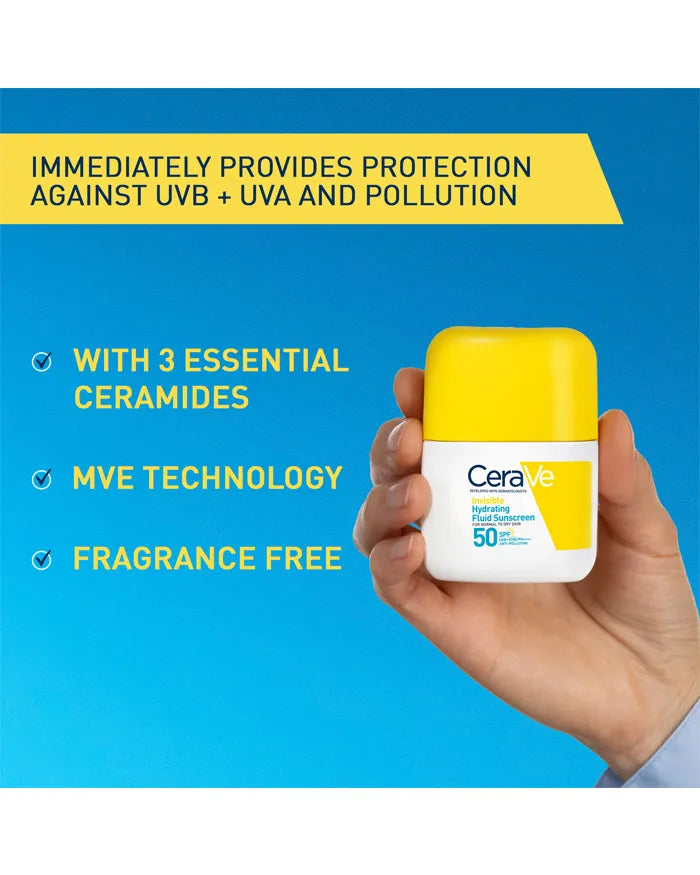 CERAVE INVISIBLE HYDRATING FLUID SUNSCREEN SPF 50+ (FOR NORMAL TO DRY SKIN) - 50ML