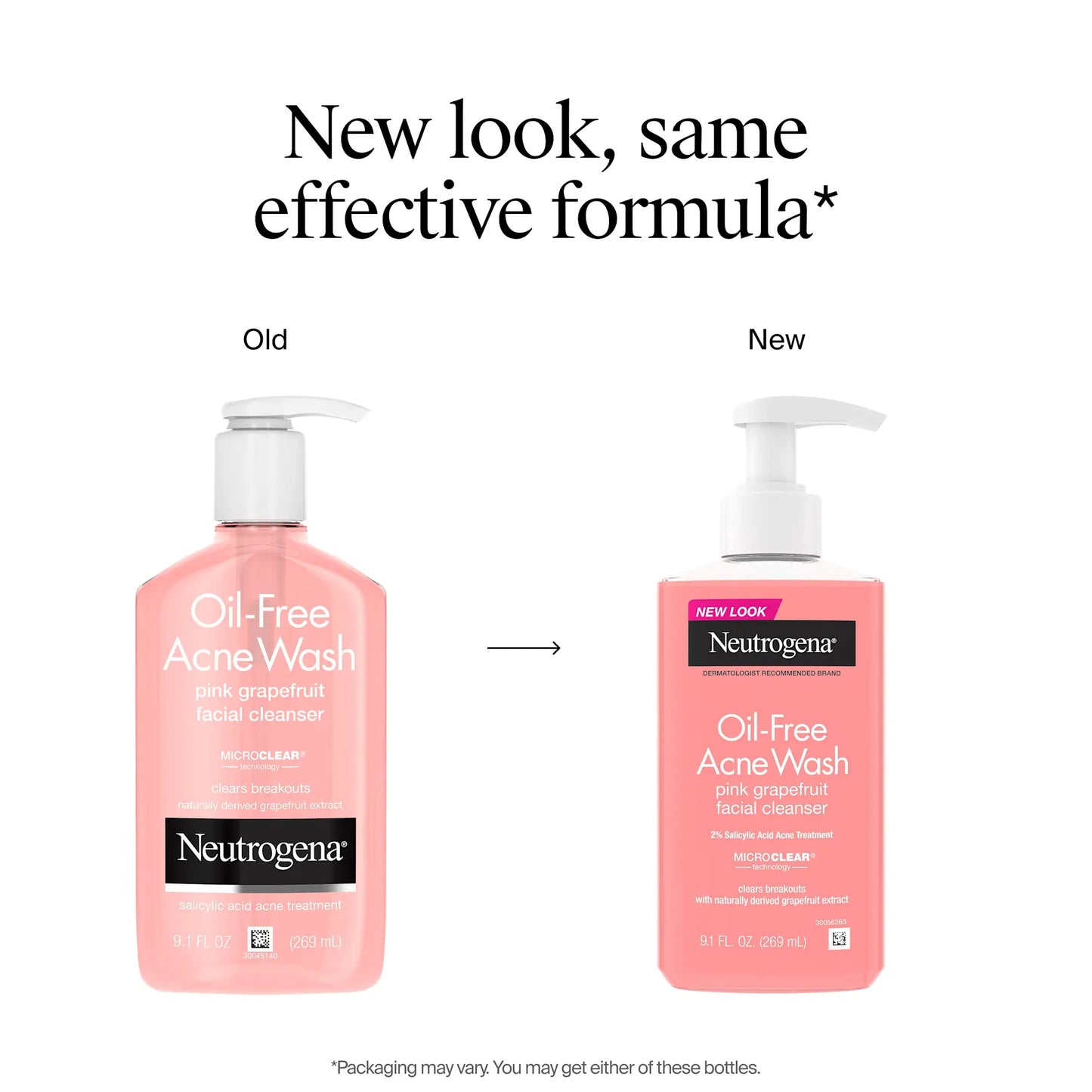 NEUTROGENA® OIL-FREE 2% SALICYLIC ACID ACNE WASH - PINK GRAPEFRUIT FACIAL CLEANSER - 269ML