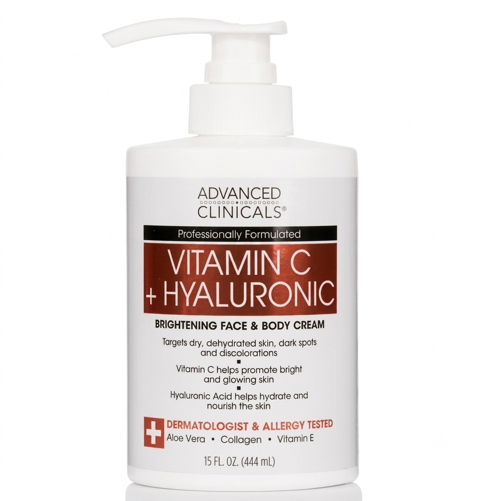 ADVANCED CLINICALS VITAMIN C + HYALURONIC ACID BRIGHTENING FACE & BODY CREAM - 444ML