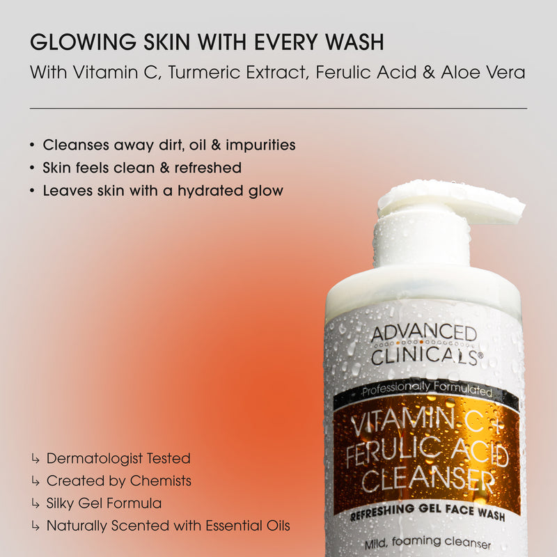 ADVANCED CLINICALS BRIGHTENING VITAMIN C CLEANSER (REFRESHING GEL FACE WASH) - 347ML