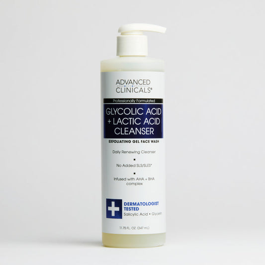 ADVANCED CLINICALS GLYCOLIC ACID + LACTIC ACID CLEANSER (EXFOLIATING GEL FACE WASH) - 347ML