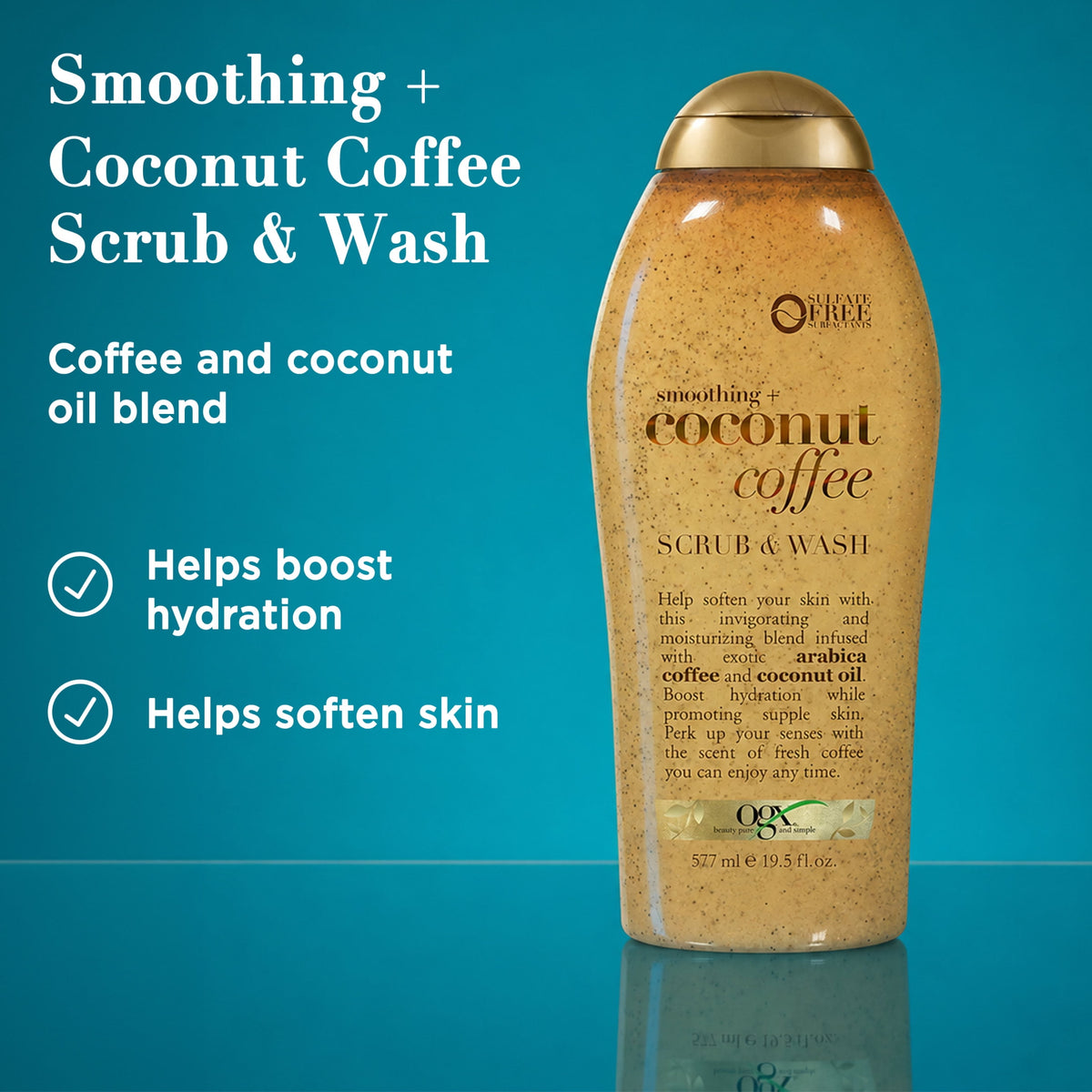 OGX SMOOTHING + COCONUT COFFEE SCRUB & WASH (SULFATE-FREE SURFACTANTS) - 577ML