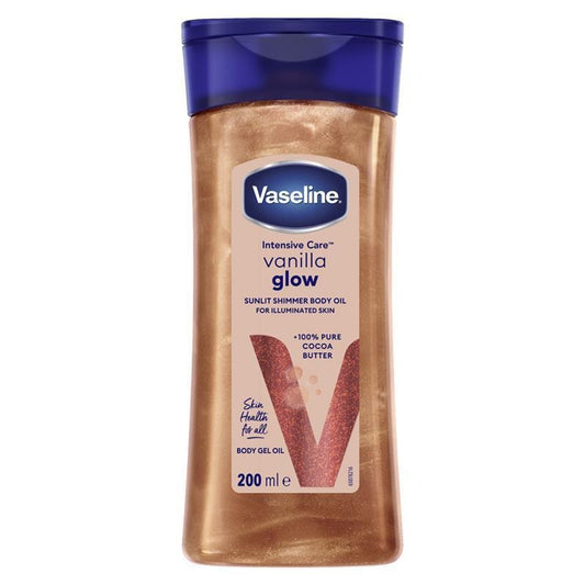 VASELINE INTENSIVE CARE VANILLA GLOW SUNLIT SHIMMER BODY OIL - 200ML