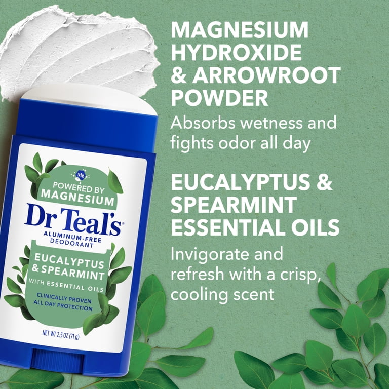 DR TEAL'S ALUMINUM-FREE DEODORANT EUCALYPTUS & SPEARMINT (POWERED BY MAGNESIUM & ESSENTIAL OILS) - 71G