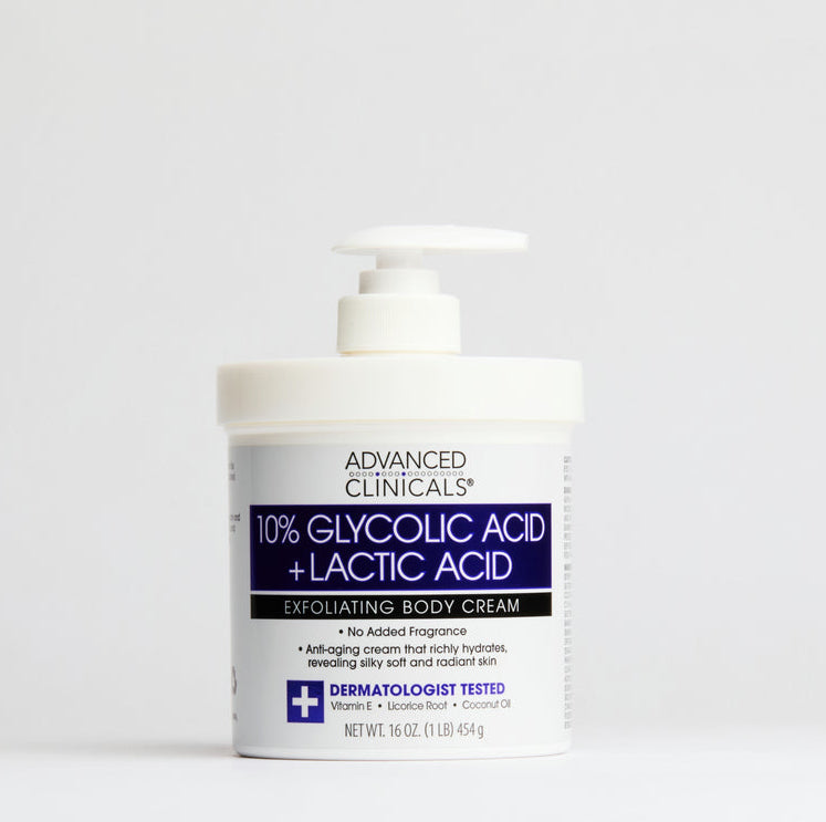 ADVANCED CLINICALS 10% GLYCOLIC ACID + LACTIC ACID BODY CREAM - 454g