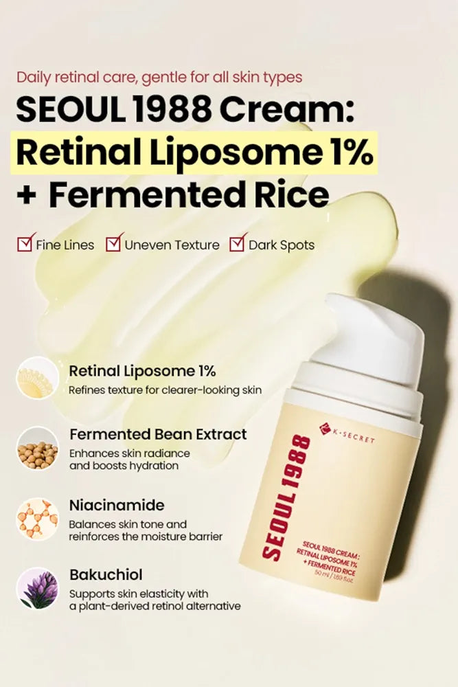 SEOUL 1988 FACE CREAM : RETINAL LIPOSOME 1% + FERMENTED RICE