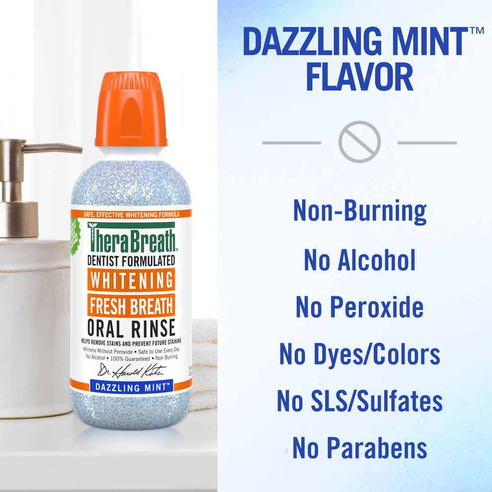 THERABREATH DENTIST FORMULATED WHITENING FRESH BREATH ORAL RINSE (DAZZLING MINT) - 473ML
