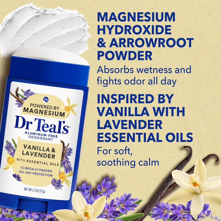 DR TEAL'S ALUMINUM-FREE DEODORANT VANILLA & LAVENDER (POWERED BY MAGNESIUM & ESSENTIAL OILS) - 71G