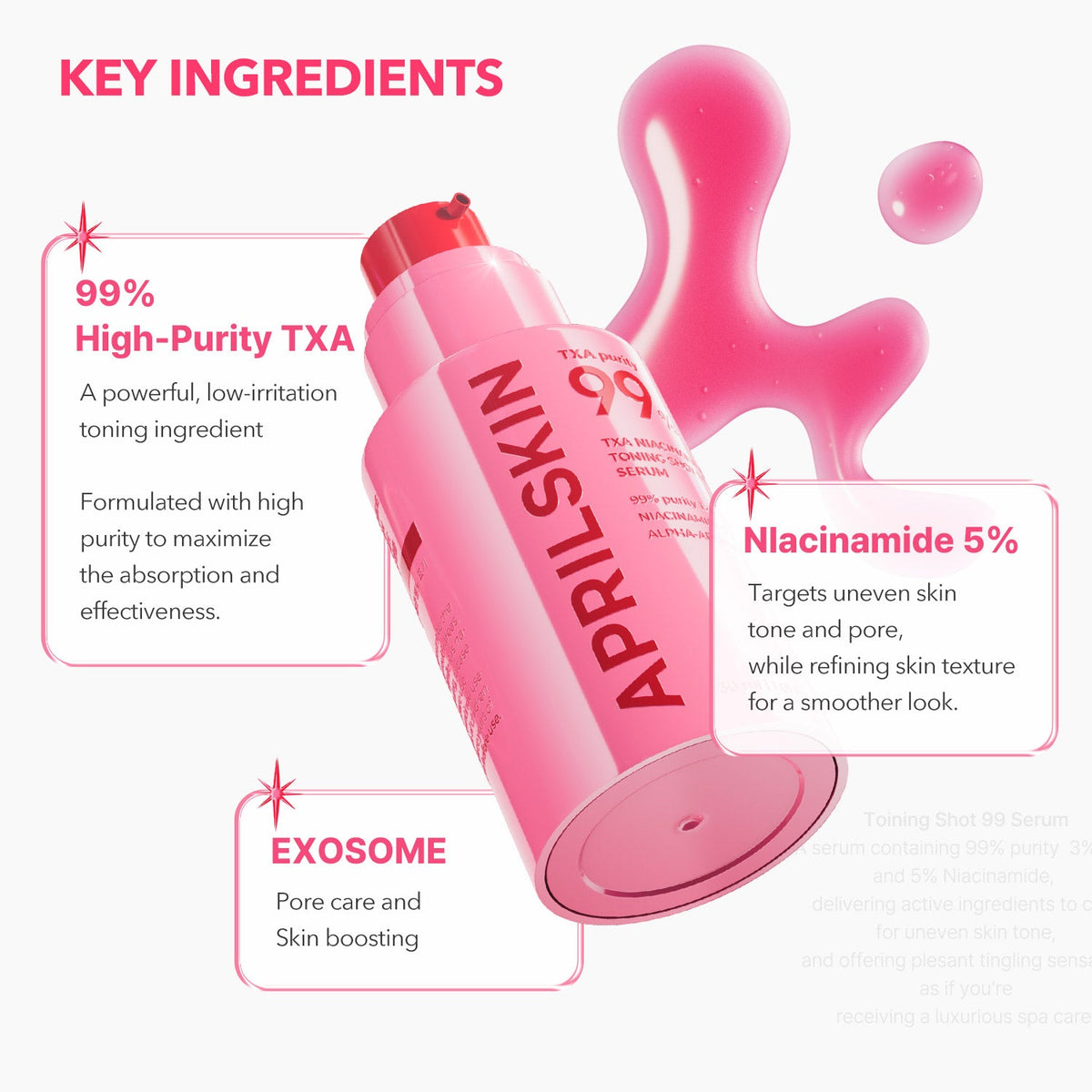 APRILSKIN TXA NIACINAMIDE TONING SHOT 99 SERUM (99% PURITY TXA + NIACINAMIDE 5% + ALPHA-ARBUTIN)