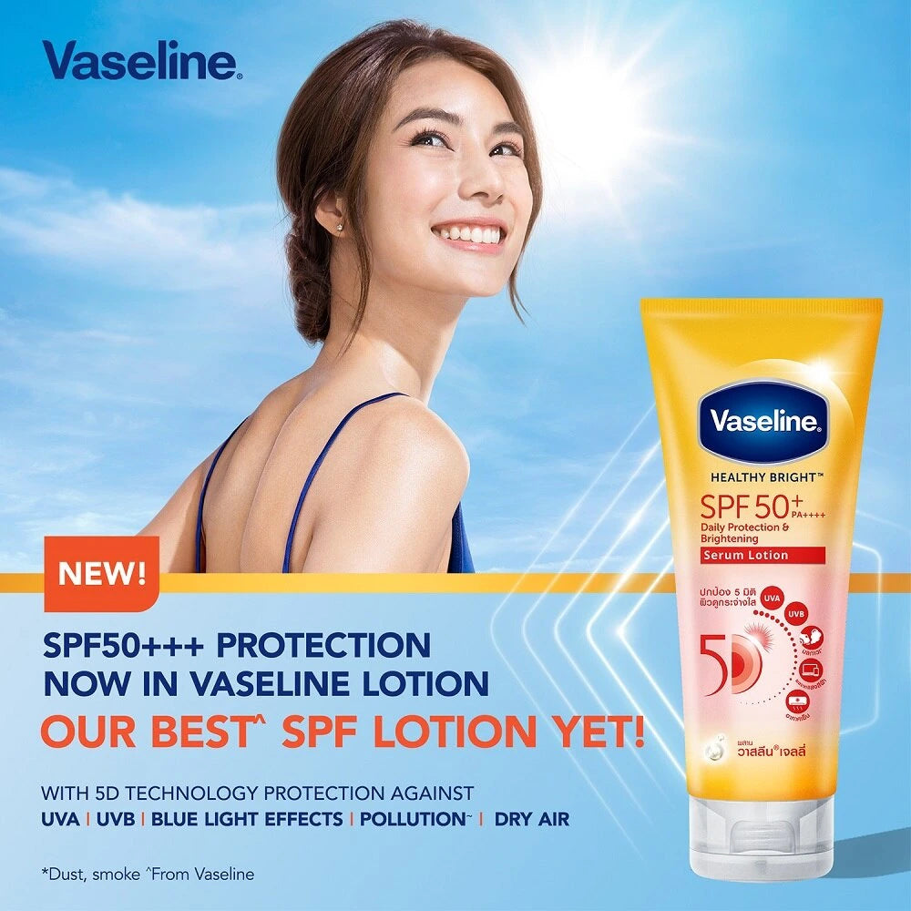 VASELINE HEALTHY BRIGHT SPF50+ PA++++ DAILY PROTECTION & BRIGHTENING SERUM LOTION - 300ML