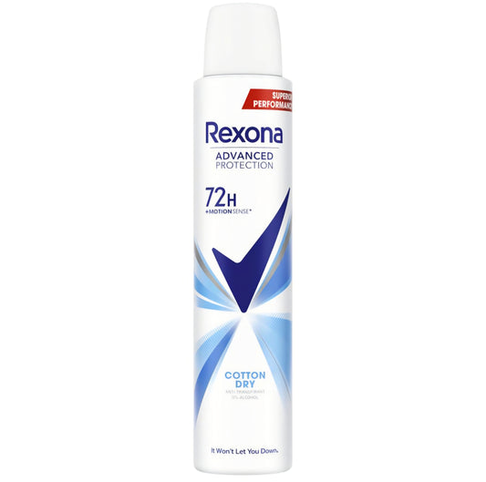 REXONA ADVANCED PROTECTION 72H COTTON DRY ANTIPERSPIRANT DEODORANT SPRAY 200ML